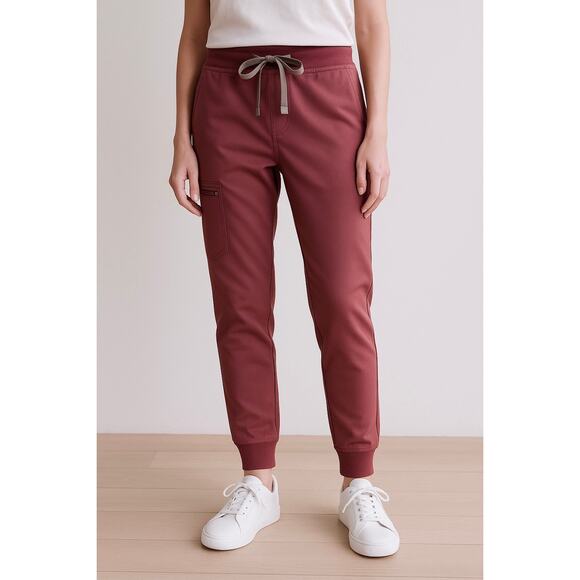 FIGS Zamora Scrub Pants High Waisted Jogger Dark Cherry Size XXS NEW - Picture 1 of 8